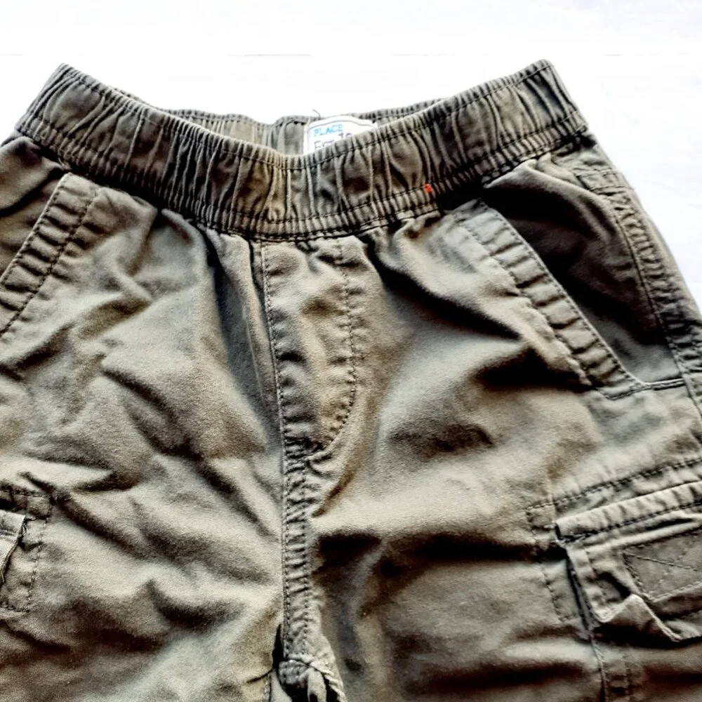 Children's Place Boys Shorts Cargo Green Adjustable Waist Size 5